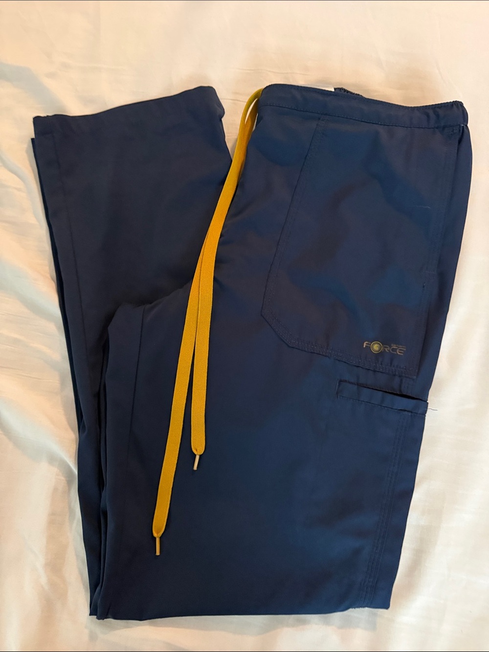 Force1 Women's Navy Straight-Leg Pants with Yellow Drawstring
